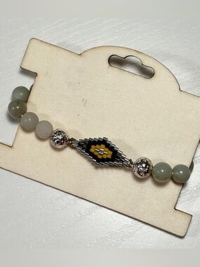 Handmade natural gemstone and seed beads bracelet